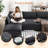 143" U Shaped Cloud Modular Sofa With 2 Ottomans-522017278