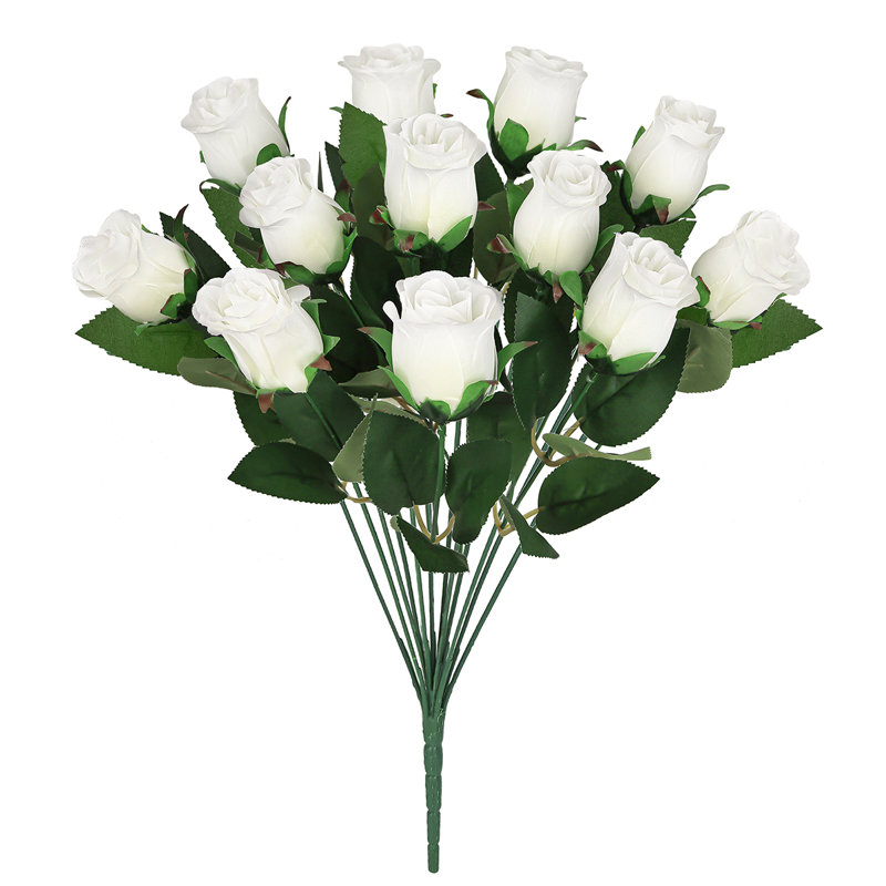 Bouquet de roses artificielles, Blanc, crème