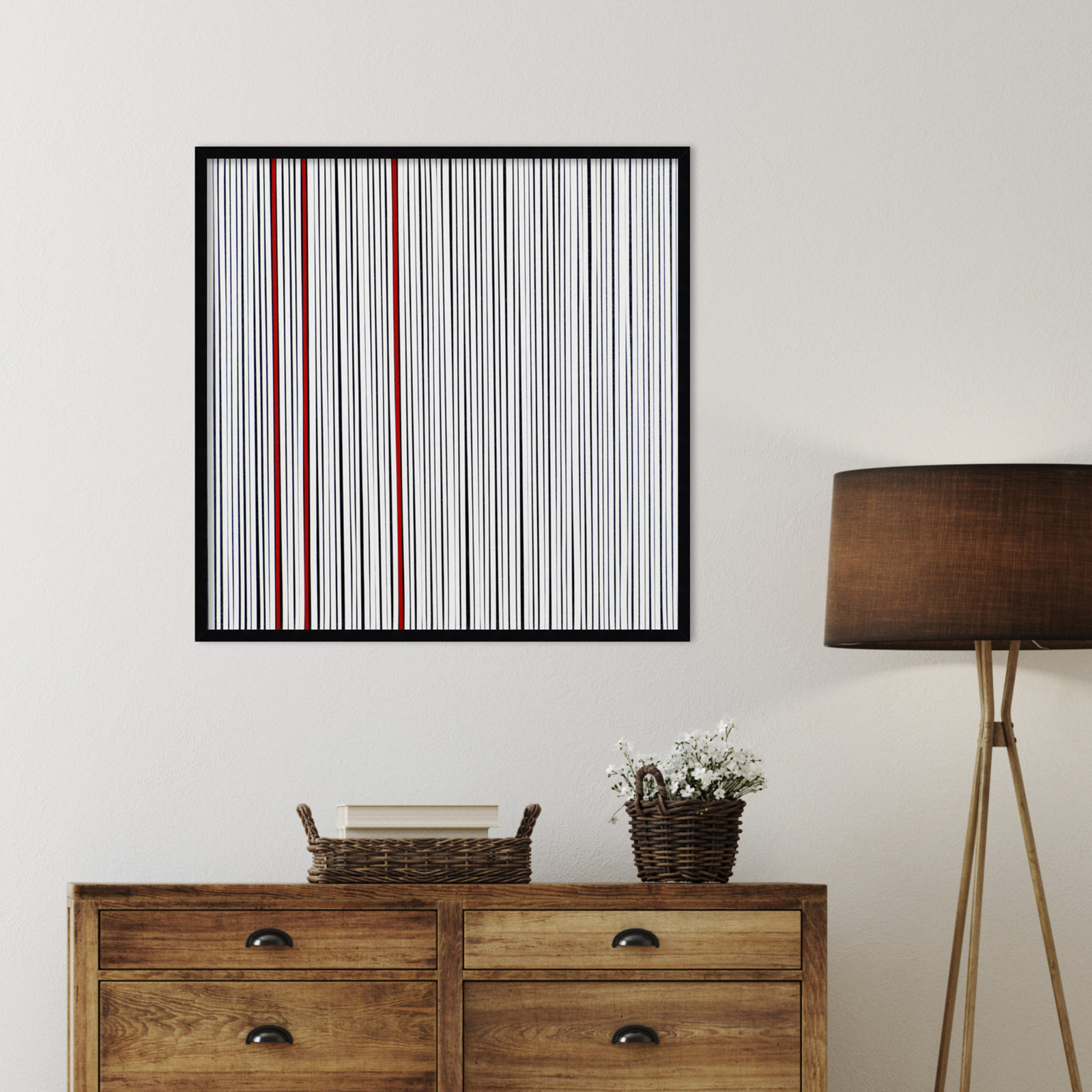 Mostly White Print by Alex Dunn, Black, 33" H x 33" W x 1" D