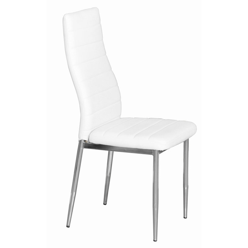 Melrose 47cm H Tufted Upholstered Metal Side Chair, White