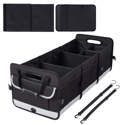 Trunk Organizer for SUV, Black-Gray, 35.4"x13.8"x11.8", with Handle & Lid, 3 Compartments, Foldable & Non-Slip, for Car Trunk Storage Organizing