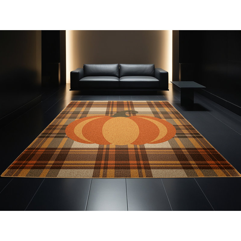 Soft Plush Eslinger Halloween Modern & Contemporary Abstract Area Rug in Brown – LightBrown Binding, 7x9