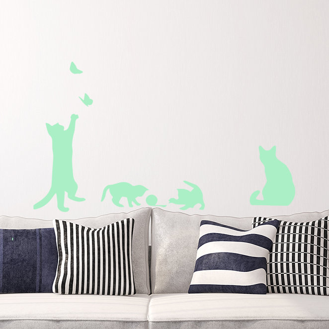 Décalcomanie murale à quatre chats