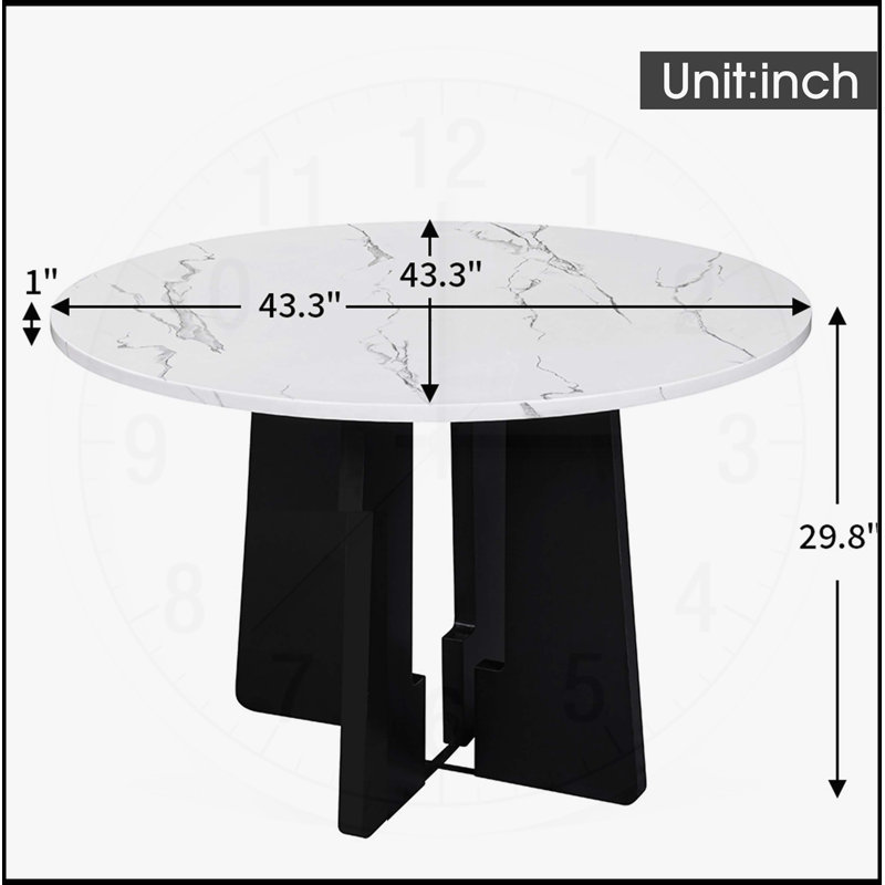 Table de salle à manger ronde en faux marbre, parfaite pour les cafés, les restaurants et la maison