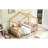 Natural Twin Size Platform Bed With House Shape. Wood Frame For Bedroom Use And Decoration Headboard . Pine. Fashionable Furniture