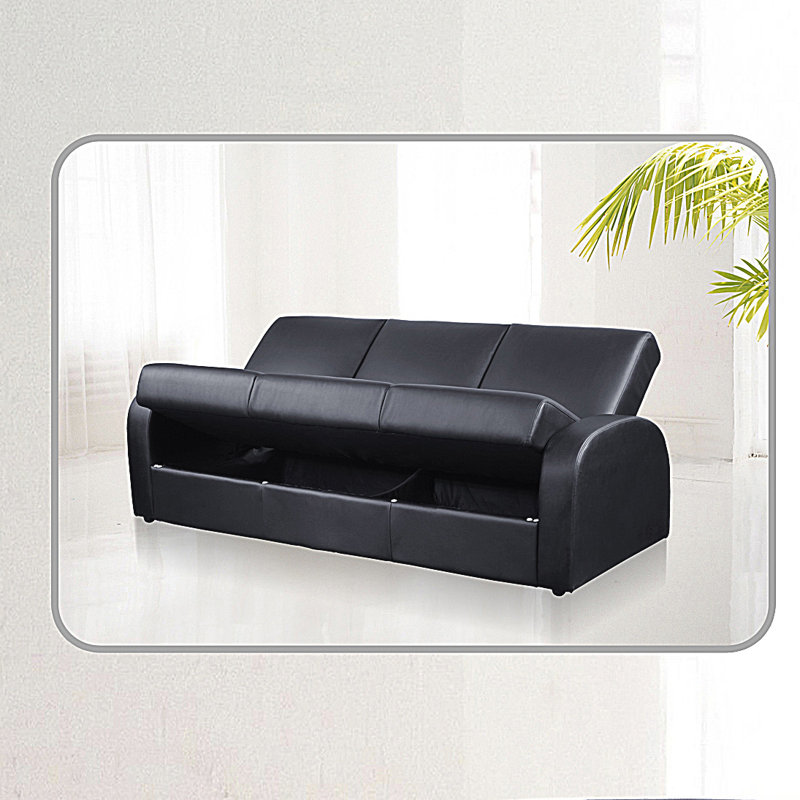 Cauldwell 3 Seater Faux Leather Sleeper, Black