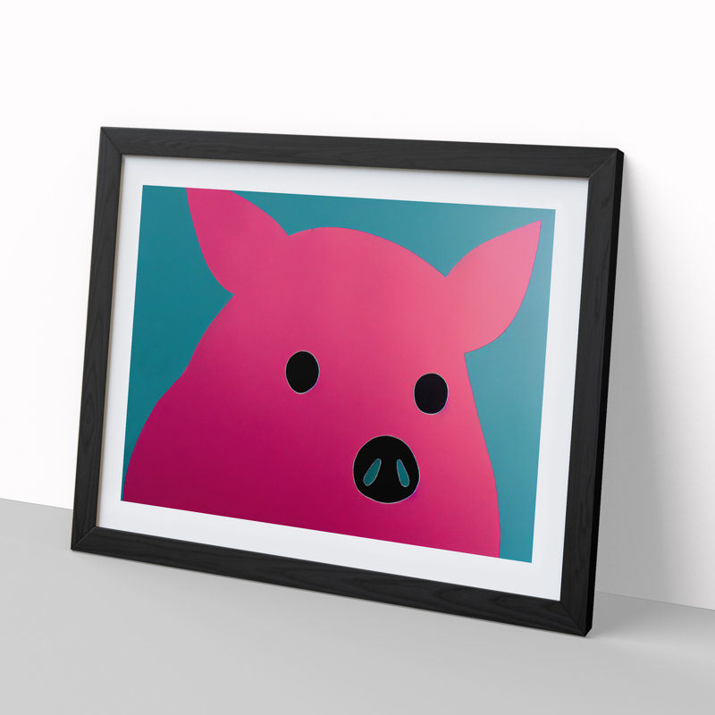 Pig Modern Abstract - Single Picture Frame Print, Black Framed, 34cm H x 46cm W x 2cm D