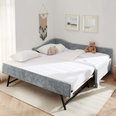 Lit de jour simple polyvalent avec couchette coulissante et chargement USB