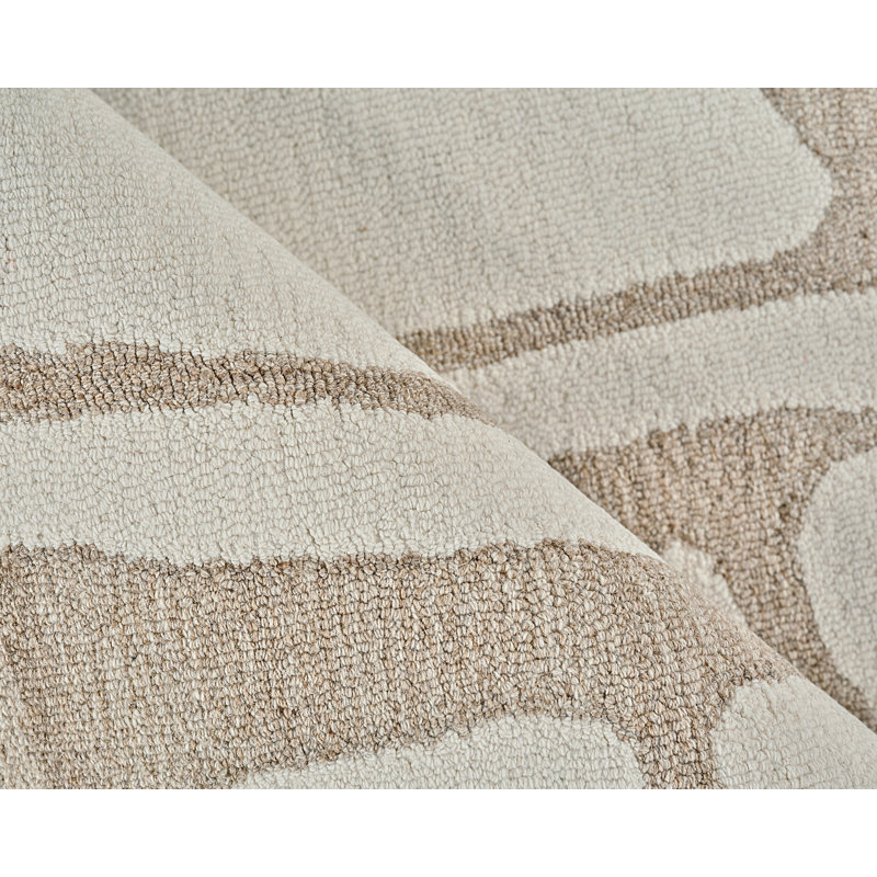 Exquisite Rugs Carmel Handmade Hand-Tufted New Zealand Wool On Canvas Camel/Ivory Area Rug, Rectangle 10' x 14'