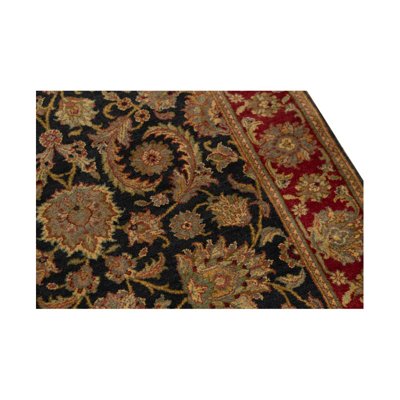 Wool Oriental Area Rug in Black/Red