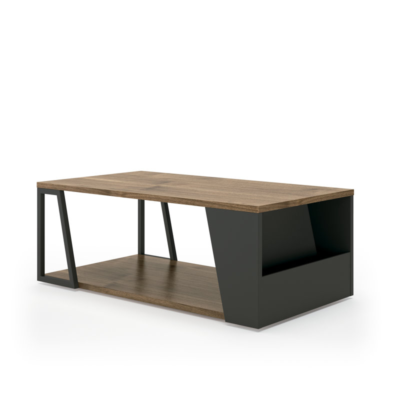 Sharrion Floor Shelf Coffee Table, Walnut Veneer, Black/Brown