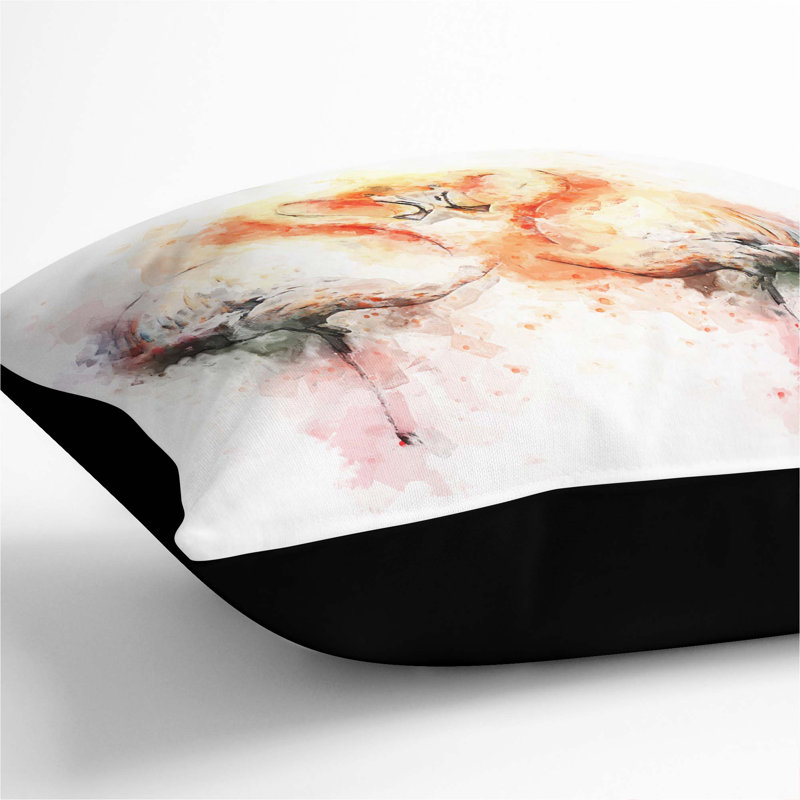 Pink Flamingo Cushion with Filling, Black, 40cm H x 40cm W x 15cm D