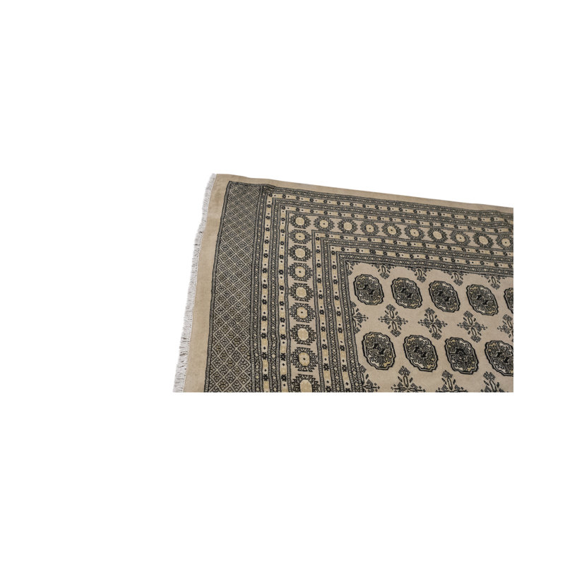 Tapis beige / noir en laine tissé à la machine Mori