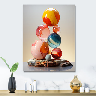 Abstract Geometric Marbles Pyramid III - Abstract Metal Wall Art Decor
