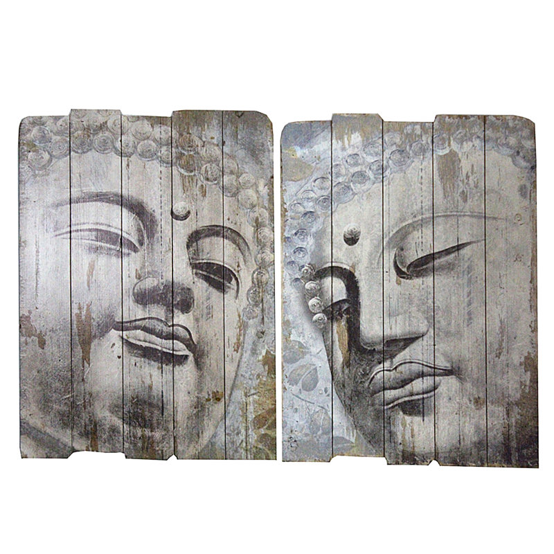 Ensemble de décoration murales en bois 2 pièces modern bouddha