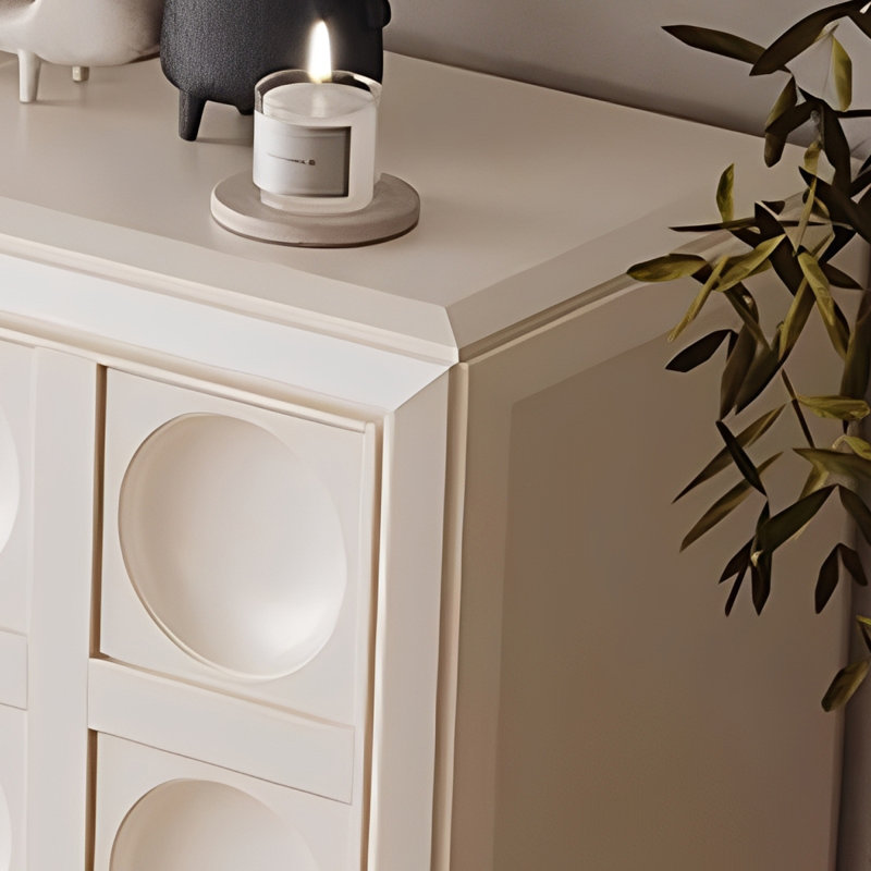 Buffet de rangement style crème français, Crème, H 33,46 po x l 55,11 po x P 15,74 po