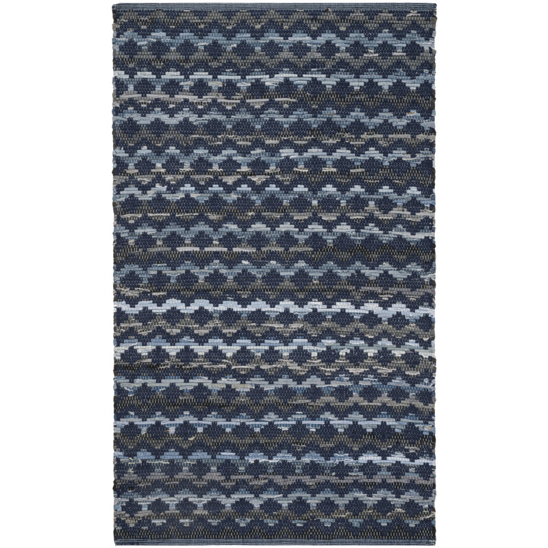 Amaral Hand Woven Cotton Chevron Rug, Rectangle 2'6" x 4'