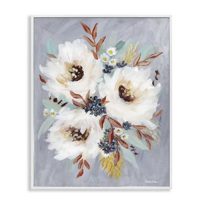 White Flowers Trio Art by Amanda Hilburn bg-093