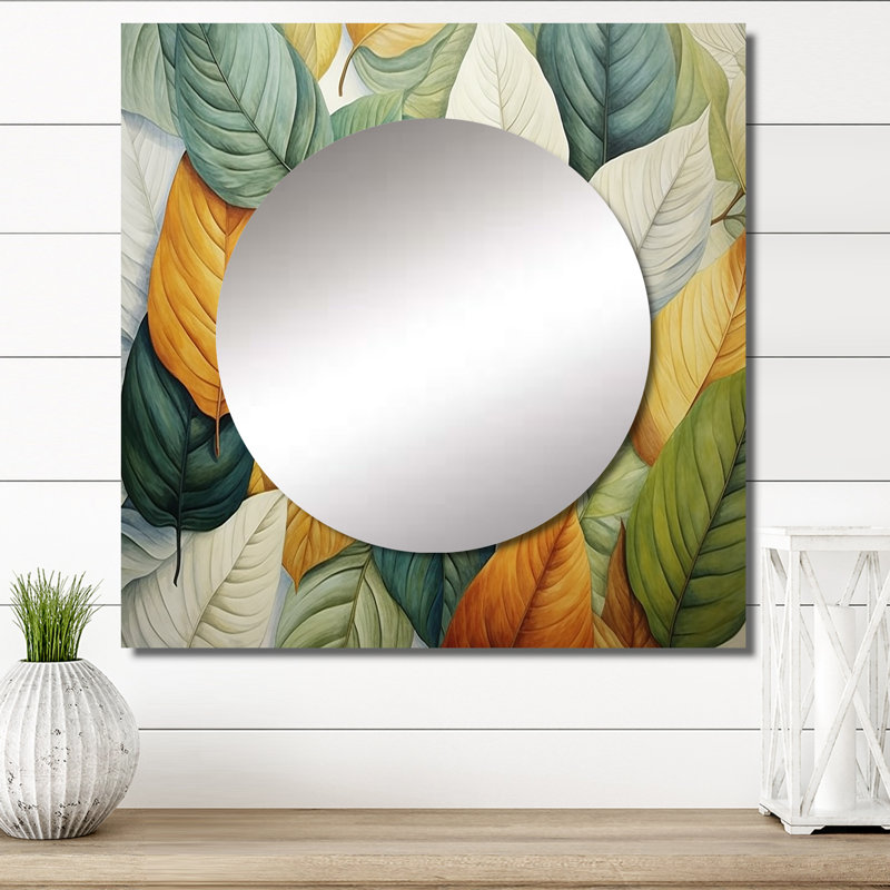Demonta - Miroir mural décoratif à feuilles pour chambre à coucher, 29 po x 29 po