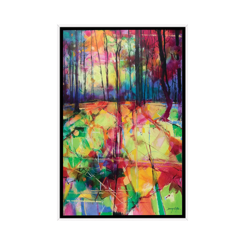 Mile End Woods by Doug Eaton - Painting on Canvas, 101.6 cm H x 66.04 cm W, White Framed