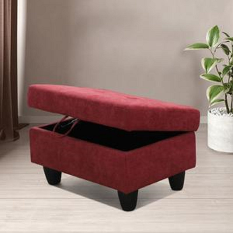 Repose-pieds rembourré en tissu Luigia, Tissu rouge