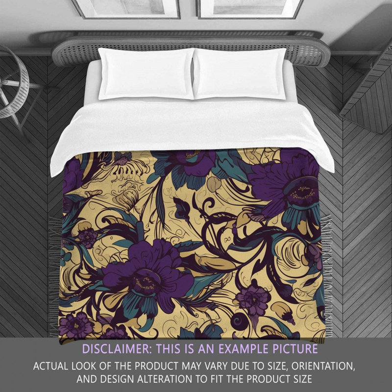Machine Printed Comforter, King Comforter, Purple/Beige