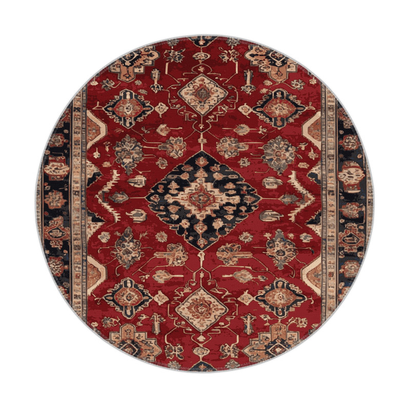Tapis d'intérieur et d'extérieur brun Persian, Rond 5 pi