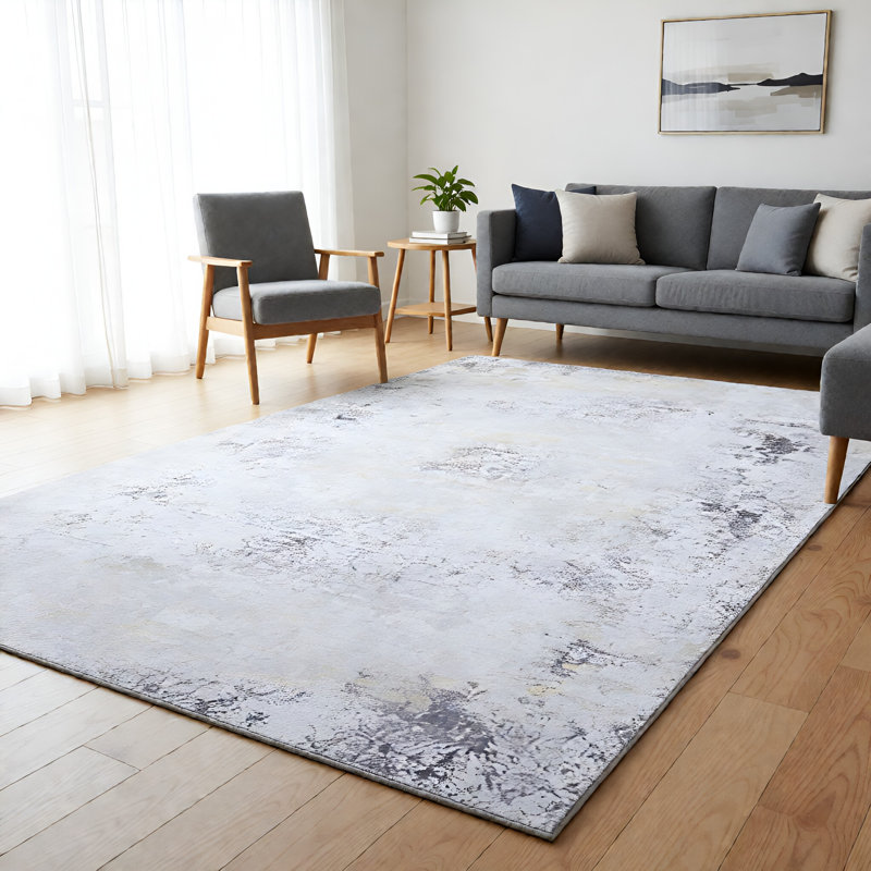MAVAL Gold Washable Rug Doormat Rug, Rectangle 5' x 8'
