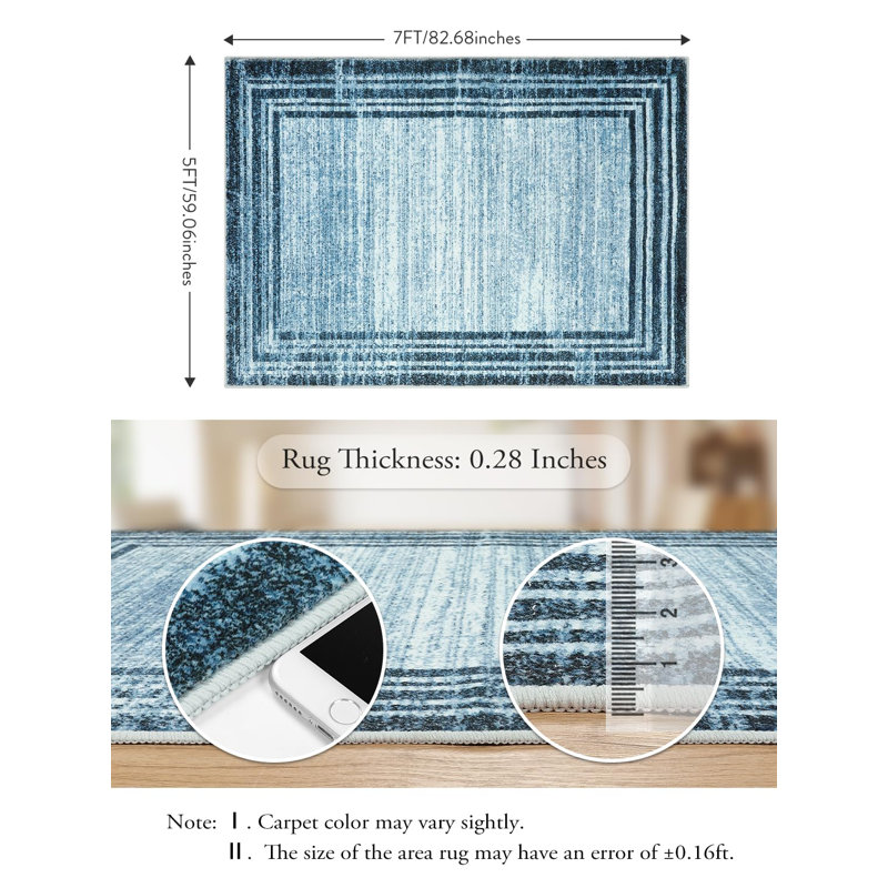 Tapis Ombre Border Plush, Rectangle 5 pi x 7 pi