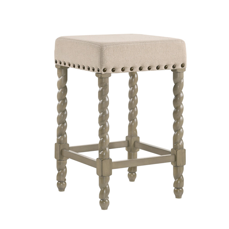 Tabouret de bar et de comptoir Gouldsboro, Tabouret de comptoir (assise de 24 po de hauteur), Crème/gris
