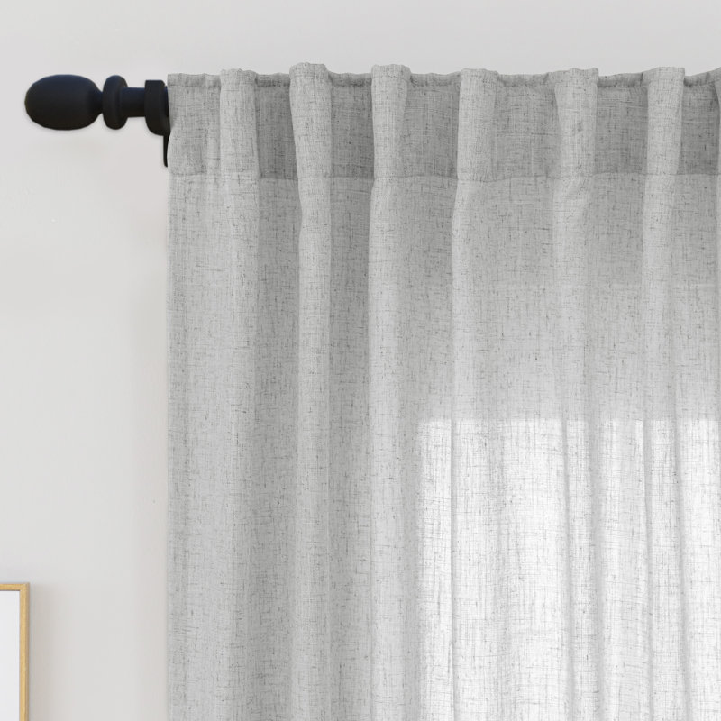 Browerville Linen Blended Tailored Semi-Sheer Short Cafe Curtain, 36" W x 36" L, Gray