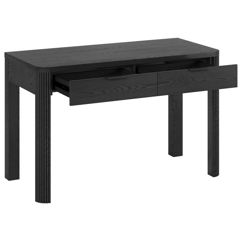 Carmetta 48" Wide Rectangular Fluted Desk, Black