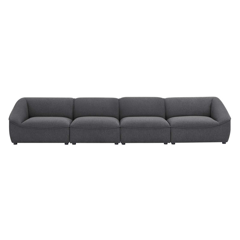 Canapé 4 pièces Comprise, 100 % polyester - gris anthracite