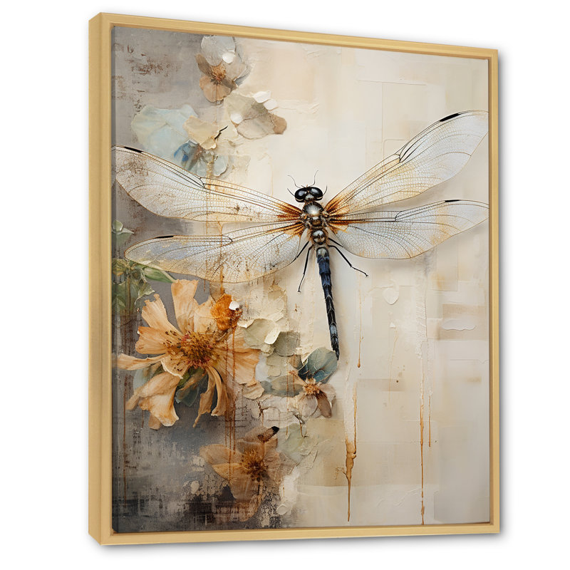 «Dragonfly Delight II», reproduction sur toile, Reproduction avec cadre flottant, H 44 po x l 34 po, Érable