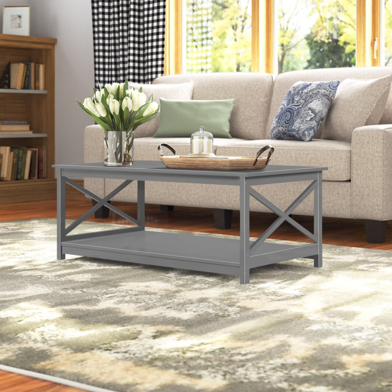 Table basse à 4 pieds avec rangement Darek, Gris