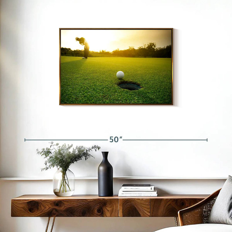 Coup de balle de golf, Cadre flottant doré, 31 po x 21 po
