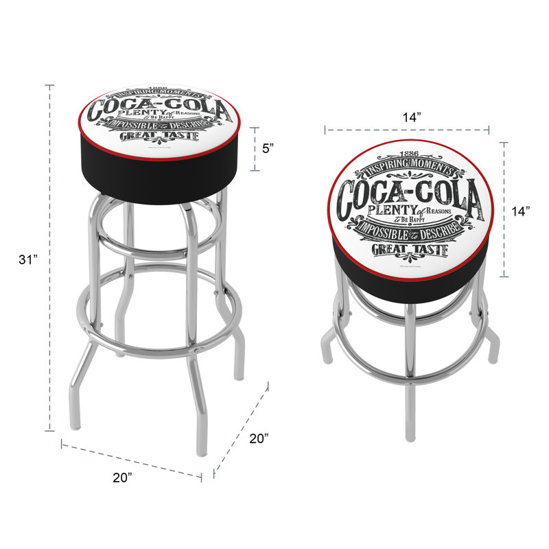 Tabouret tournant 31 "Coca Cola, Noir / blanc