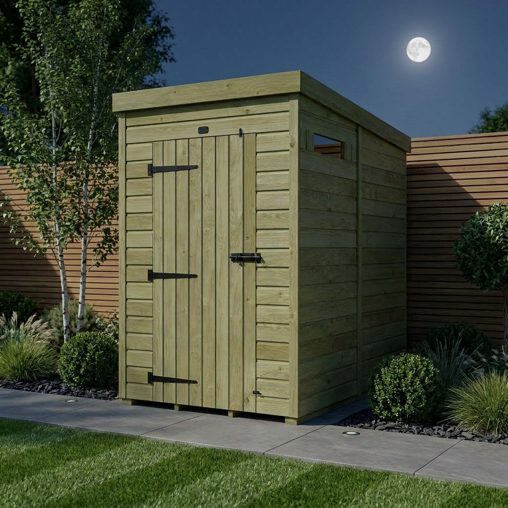 Total Sheds 4ft x 5ft Security Pent Shed - Heavy-Duty Hasp Staple Anti-Tamper - Pressure Treated Timber - UK Manufactured
