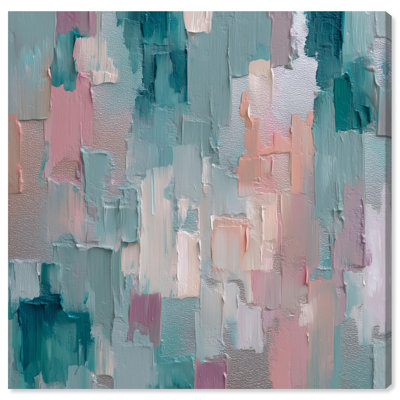 Teal and Pink Impasto I Canvas Print Office Wall Decor by Art Remedy, Gallery Wrapped, 12 x 12