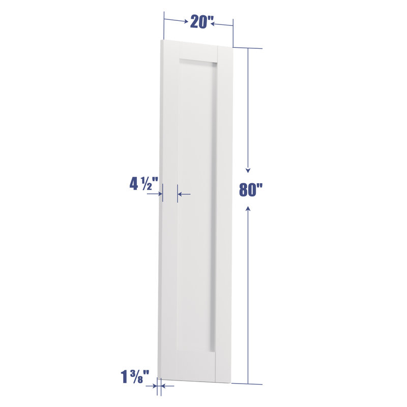 Noyau de porte en bois massif apprêté à 1 panneau en bois manufacturé H 80 po sans trousse de quincaillerie, 20 po x 80 po