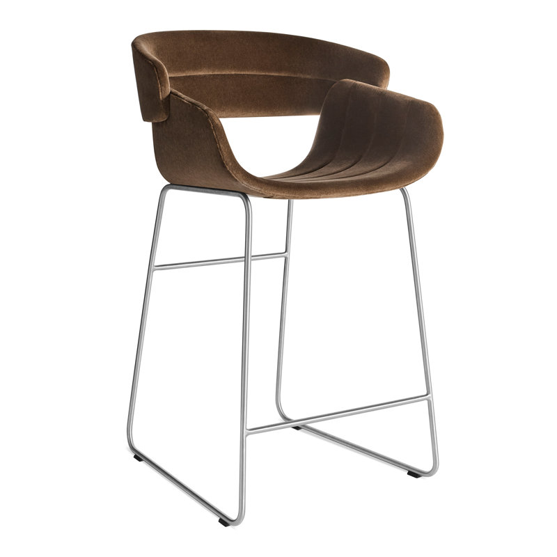 Racer Counter Stool Coffee Velvet, Counter Stool (25" Seat Height), Coffee