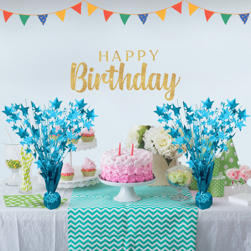 Centre de table à motif de ballons d'étoile de PMU - décoration de fête parfaite - 15 po / 7,34 cm turquoise paquet de 3