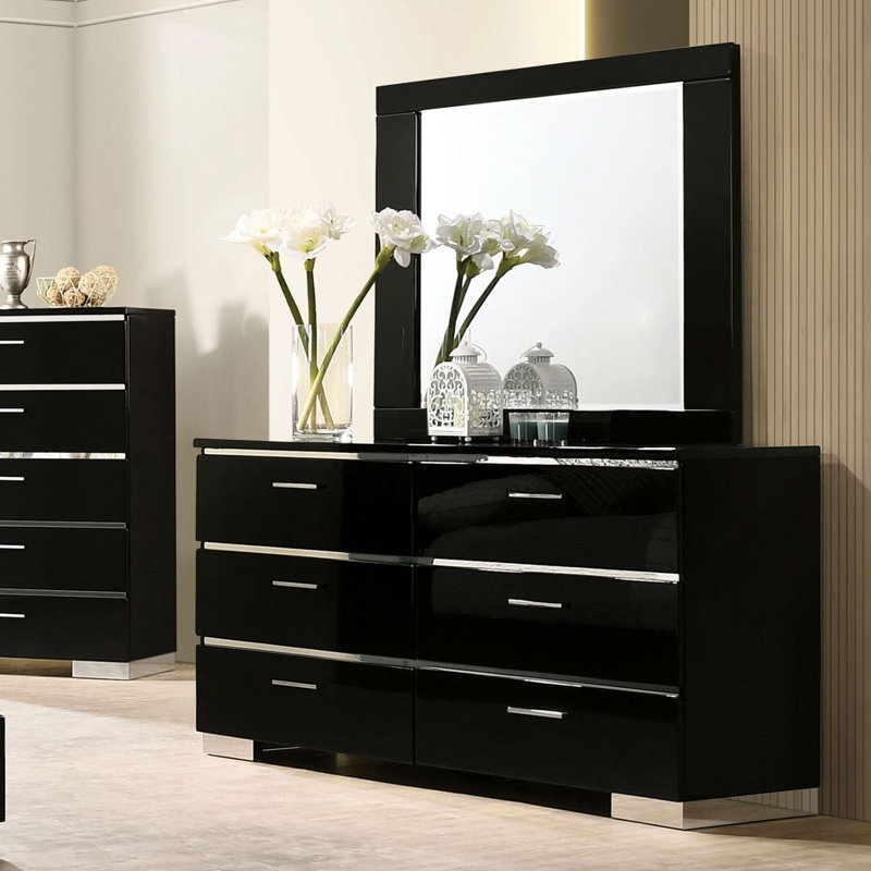 Commode contemporaine l 62,6 po, noir