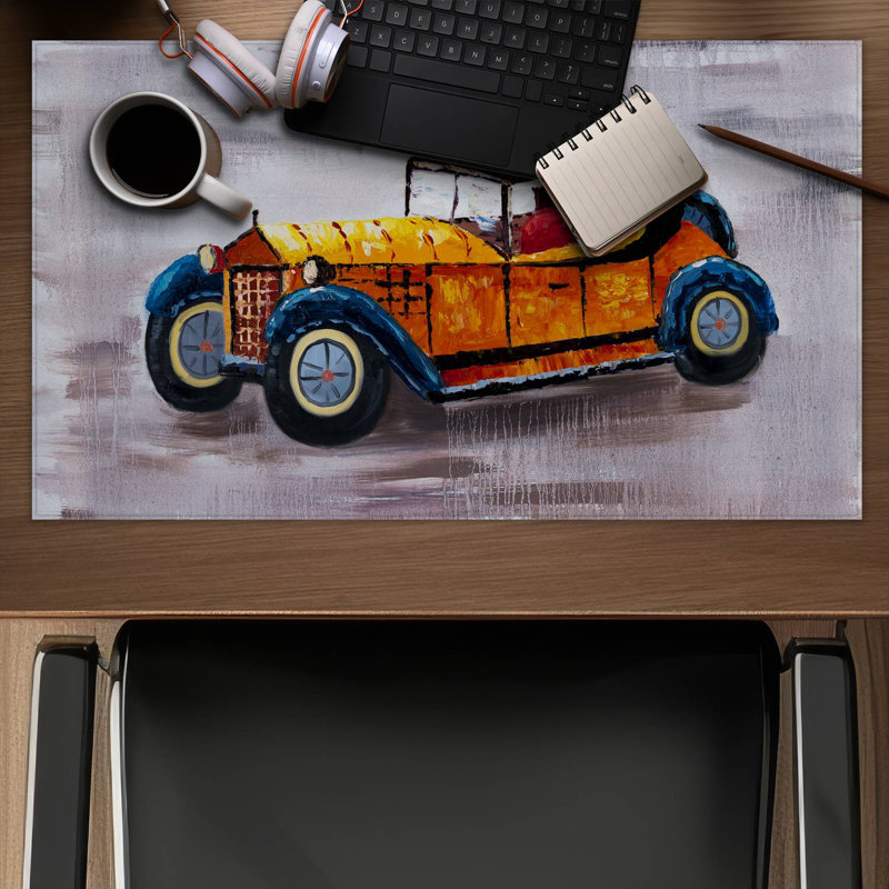 Yellow toy car - 14.00"x24.25" Desk mat