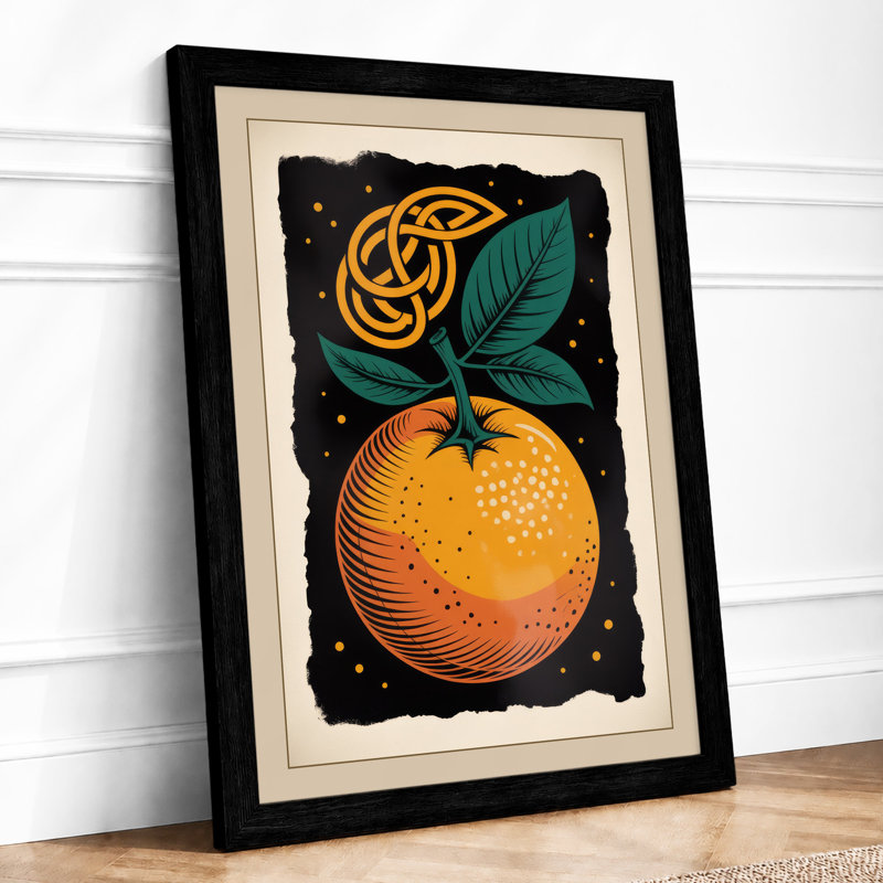 Golden Orange Botanical - Print, A1 - 84.1 x 59.4 cm, Black