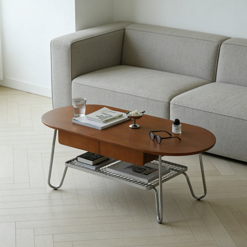 Table basse ovale en acier inoxydable