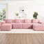 Velours côtelé rose en forme de U 4 places avec siège profond, coussins décoratifs et mousse à mémoire de forme très élastique pour un espace de jeu confortable