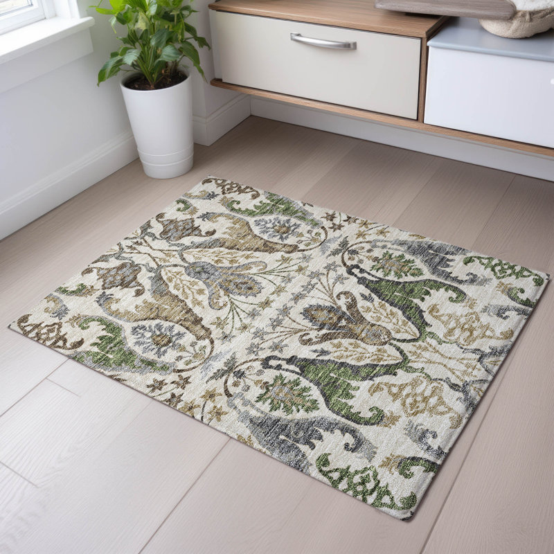 Premium Machine Washable Gurubaksh AMF1153 Global Rug, Rectangle 1 pi 8 po x 2 pi 6 po