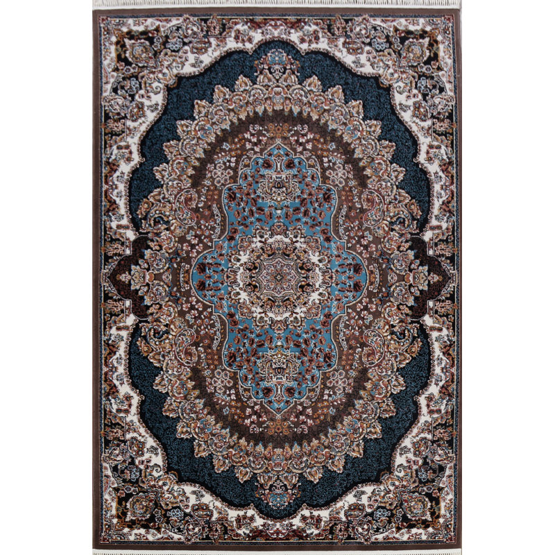 Tapis bleu / beige Adnopoz