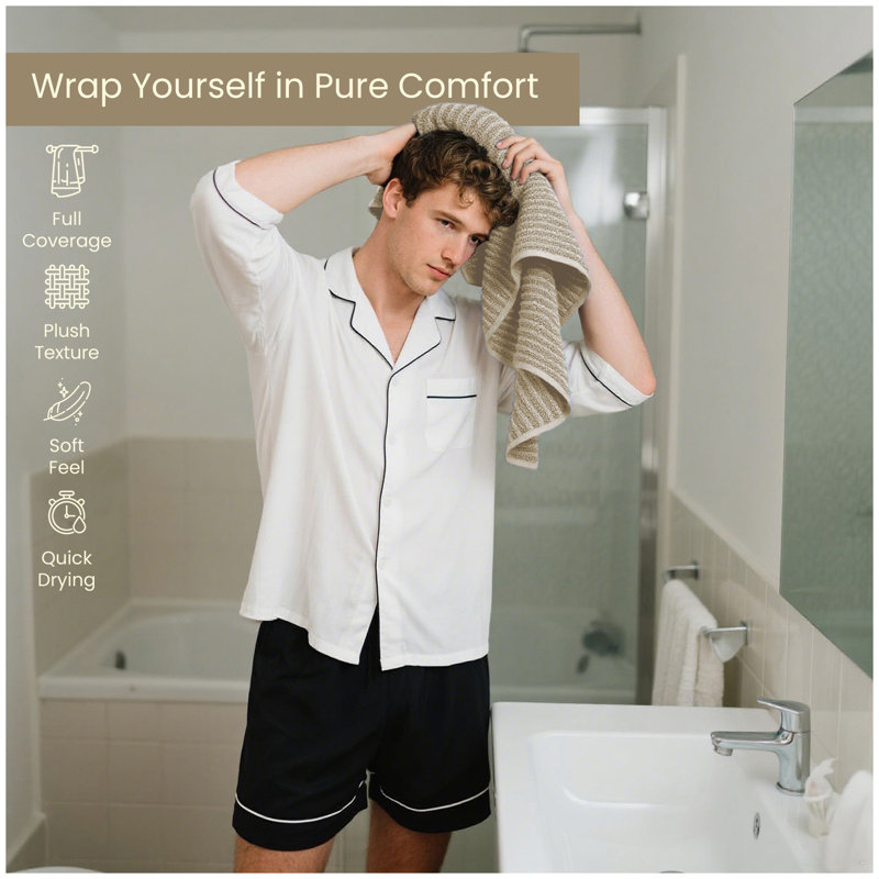 Pack of 4 Ribbed Cotton Towels, Hand, Bath Towels & Sheets, Premium Soft Feel, Quick Dry & Highly Absorbent Towelette